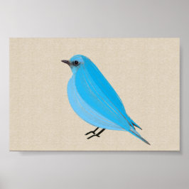 Poster Tanager Azul Brilhante na Canvas Linen