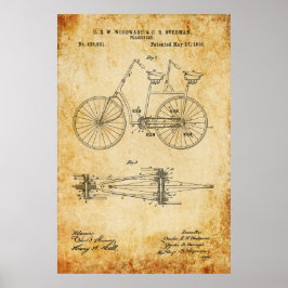 Pôster Tandem Bicycle Blueprint