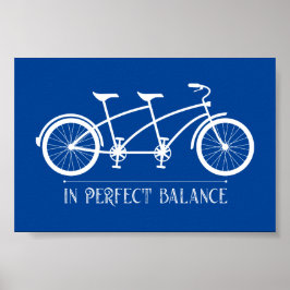 Poster Tandem Bike Em Branco Azul Equilibrado