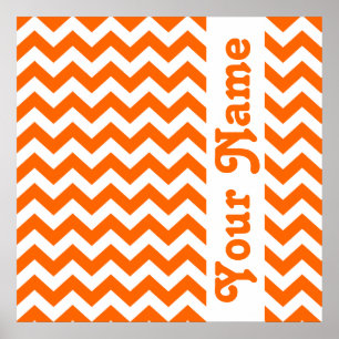 Pôster Tangerine Safari Chevron com texto personalizado