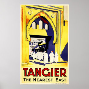 Poster TANGIER A Viagens vintage MAIS Próxima DE MARROCO