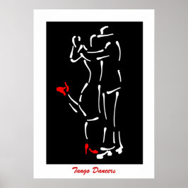 Poster Tango! Design de Dançarinos (Calçados Vermelhos)