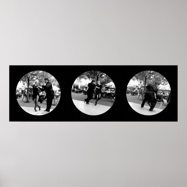 Pôster Tango no Plaza em Buenos Aires - Preto e Branco (Frente)