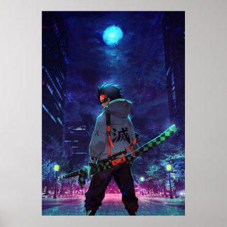 Poster Tanjiro Kamado Demon Slayer A Lua