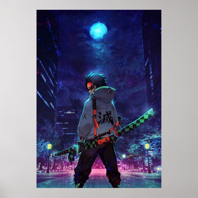 Poster Tanjiro Kamado Demon Slayer A Lua (Frente)