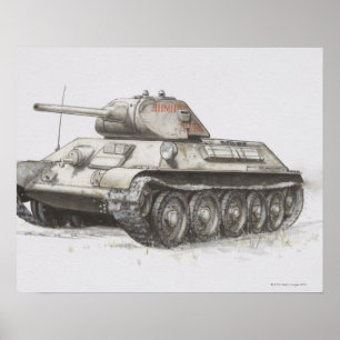 Poster Tanque de exército do russo T-34, vista lateral