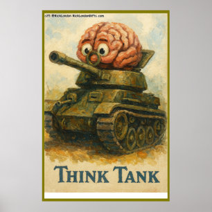 Poster Tanque de Pensamento Design de Desenho Animado Cap