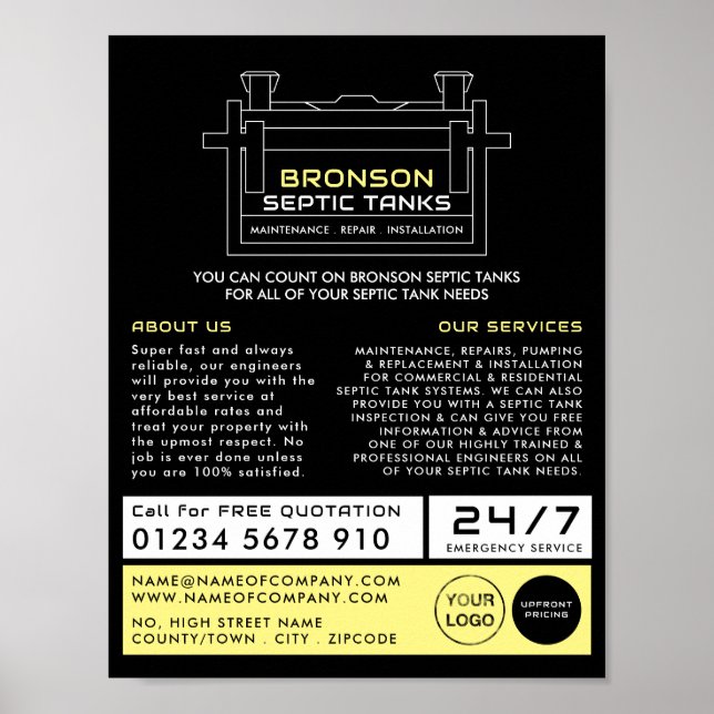 Poster Tanque séptico, Empresa séptica, Engenheiro séptic (Frente)