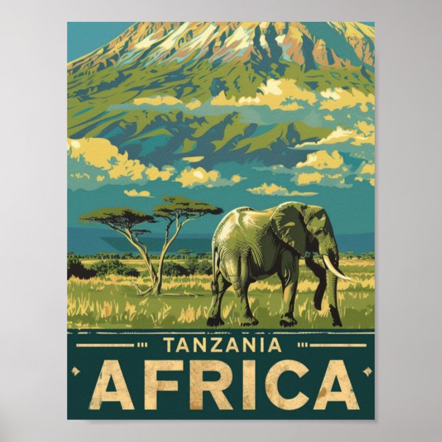 Poster Tanzânia Africa Vintage Familiar Viagem (Frente)