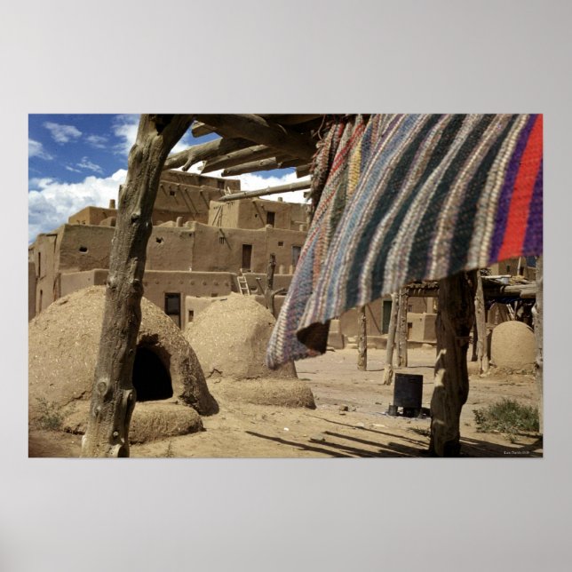 Pôster Taos Pueblo histórico como era em 1938 (Frente)