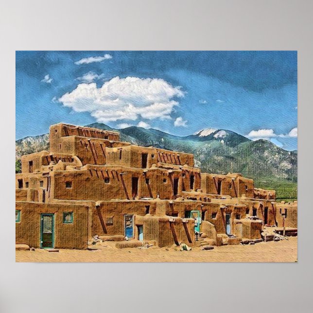 Poster Taos Pueblo, Novo México (Frente)