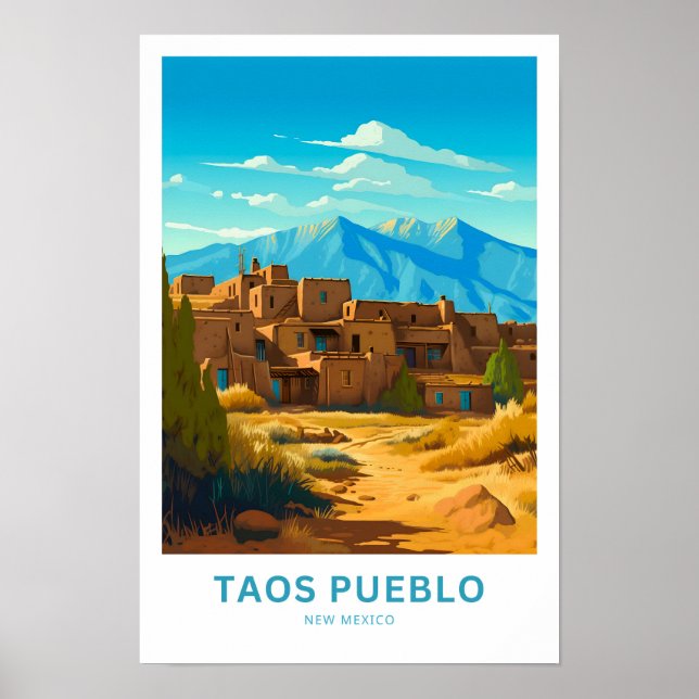 Poster Taos Pueblo Novo Viagem do México (Frente)