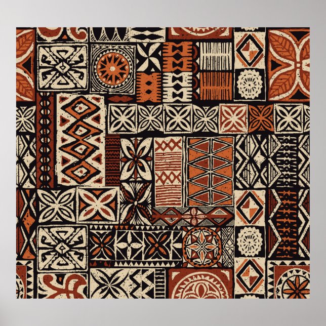 Poster Tapa Havaiana: Patchwork Tribal (Frente)