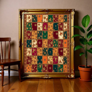 Poster Tapeçaria de Arte Popular Indiana Paisley Vintage