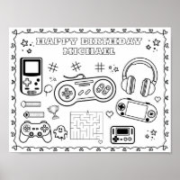 Tapeçaria de colorir aniversário de videogame edit