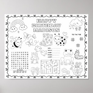 Poster Tapeçaria de colorir aniversário dos Bugs do Jardi