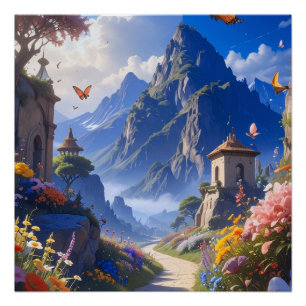 Pôster Tapeçaria de Paisagem de Fantasia Sonhadora – Mont