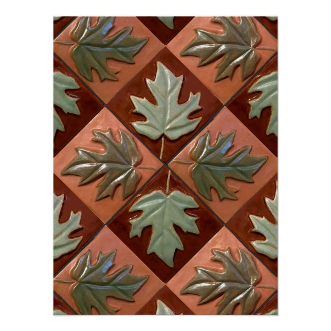 Pôster Tapeçaria De Parede Com azulejos De Folha De Mapea (Frente)