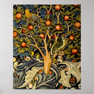 Pôster Tapeçaria de Pássaros e Flores de William Morris
