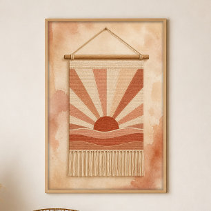 Poster Tapeçaria do Sol na Parede Cartaz de Arte Boho em