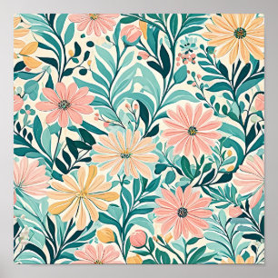 Poster Tapeçaria Floral Vibrante