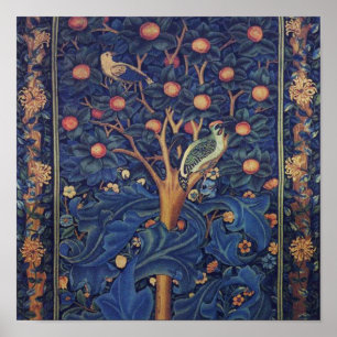 Pôster Tapeçaria Pica-Pau de William Morris Design Azul