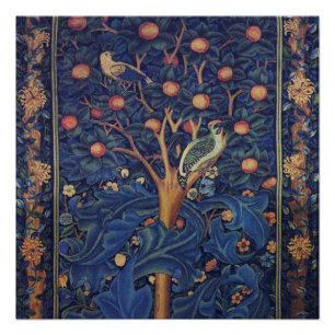 Pôster Tapeçaria Pica-Pau de William Morris Design Azul