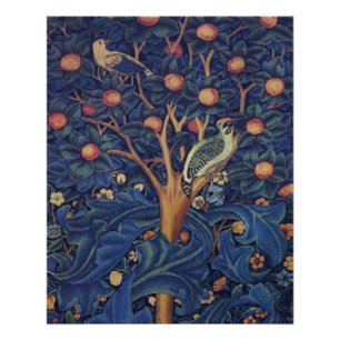 Pôster Tapeçaria Pica-Pau de William Morris Design Azul