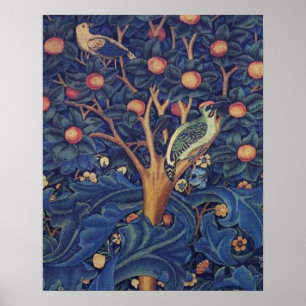 Poster Tapeçaria Pica-Pau de William Morris Design Azul