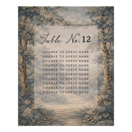 Pôster Tapestry Blue Toile wedding table seating chart