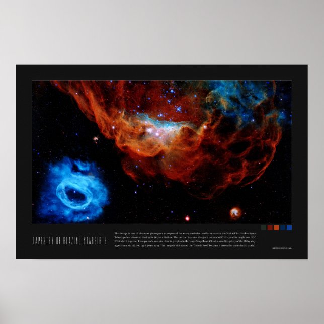 Poster Tapestry of Blazing Starbirth (NGC 2014, NGC 2020) (Frente)