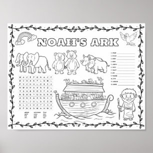 Poster Tapete de colorir arca de Noé editável