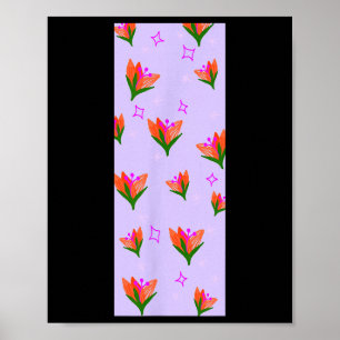 Poster Tapete de Yoga Floresta Moon Flowers Gráfico Sem C