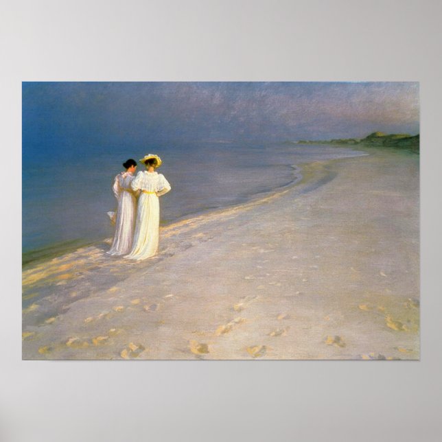 Pôster "Tarde de Verão em Skagen Beach" de Kroyer (Frente)