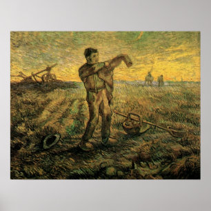Pôster Tarde - Fim do Dia de Vincent van Gogh