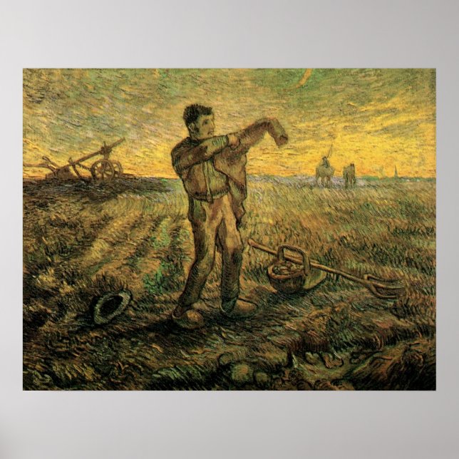 Pôster Tarde - Fim do Dia de Vincent van Gogh (Frente)