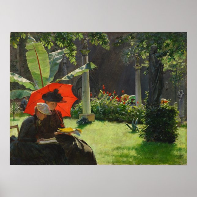Poster Tarde no Cluny Garden por Charles Curran (Frente)