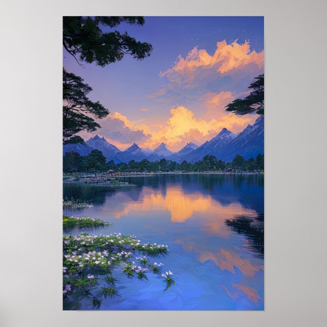 Poster Tarde pacífica no lago (Frente)