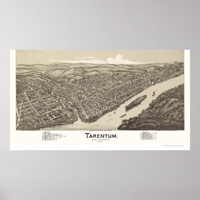 Poster Tarentum, PA Panorâmica - 1901 (Frente)