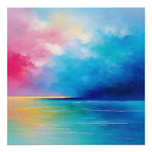 Pôster "Tarfarran" Paisagem Rosa e Azul