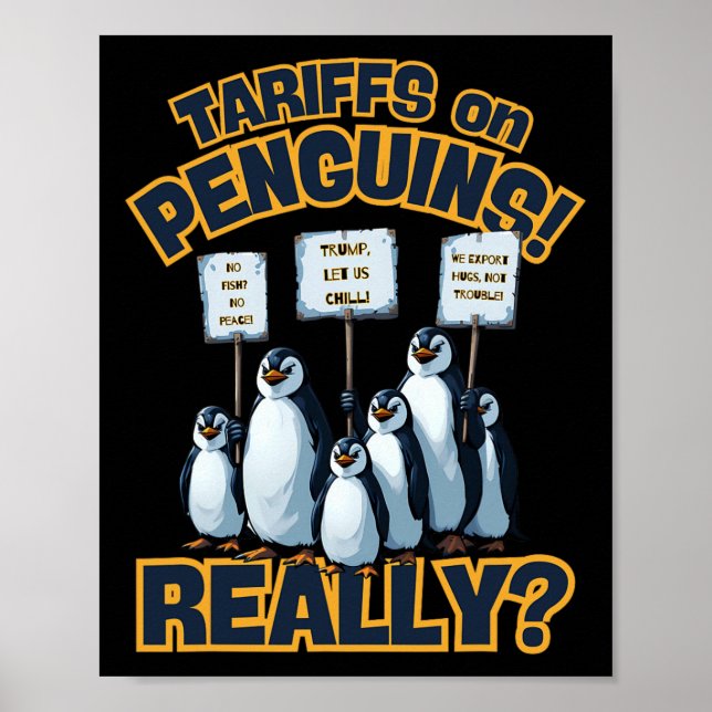 Poster Tarifas Sobre Protesto de Pinguins – Pinguim Engra (Frente)