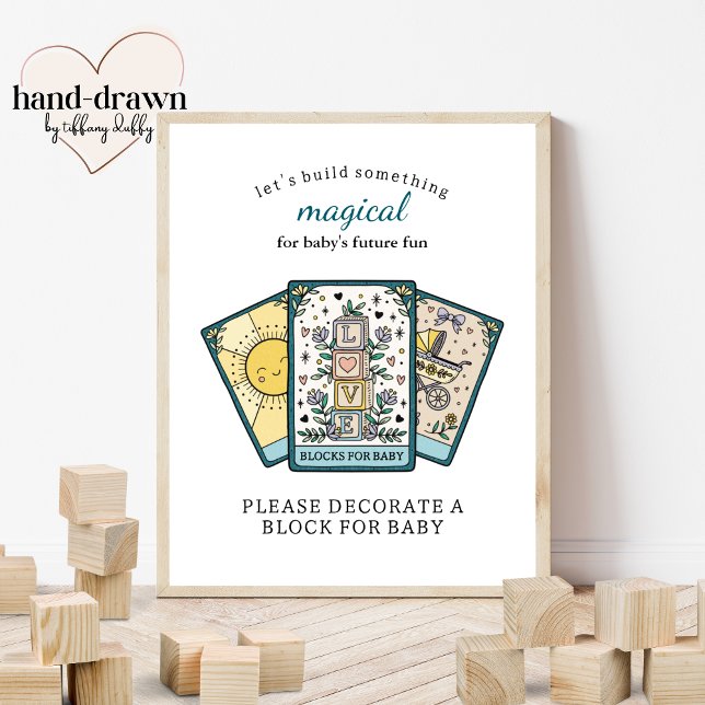 Poster Tarot Baby Shower Frameable Blocks for Baby Sign (Criador carregado)
