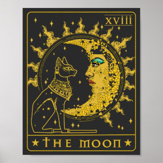 Poster Tarot Card Crescent Moon Cleopatra E Sphynx Cat
