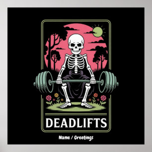Poster Tarot Card Deadlifos Funny Skeleton Workout Design