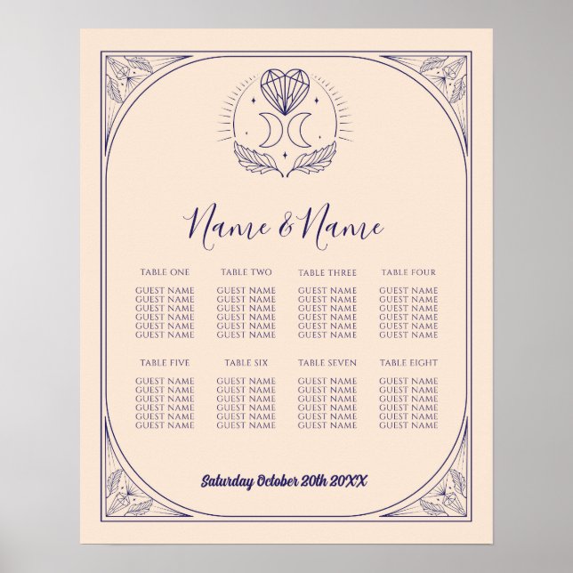 Poster Tarot Card Mesa 8 Assentos Cristais de Casamento L (Frente)