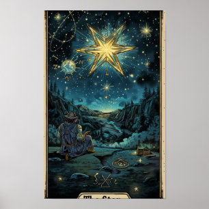 Poster Tarot Card of the Star Art Work with Text at Botto