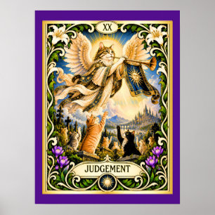 Poster Tarot do Gato do Julgamento - Despertar e Renovaçã