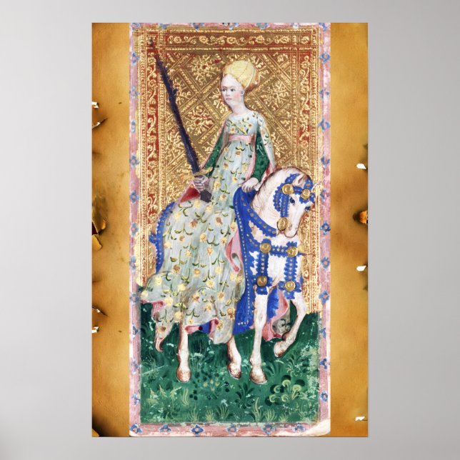 PÔSTER TAROTS DA RENASCENÇA ANTIGA /DAMA DE ESPADAS (Frente)