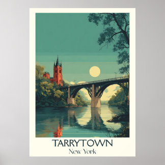 Poster Tarrytown New York Vintage Bridge River Art