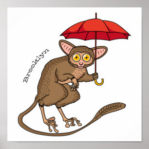 Poster Tarsier bonito com ilustração de desenho de dese